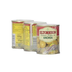 Aceitunas Verdes Rellenas Anchoa El Torreon Lata 3 Pack