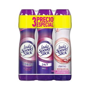 Desodorante Mujer Derma Aclarado Lady Speed Stick Aerosol 3 Pack