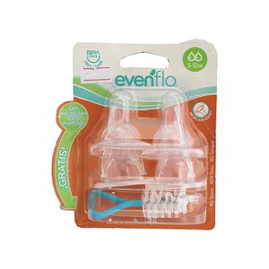 Tetina Silicón Con Escobillo 3-12m Evenflo