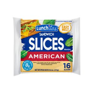Queso Imitación Amarillo Rodajado Lunchitas 16 Pack