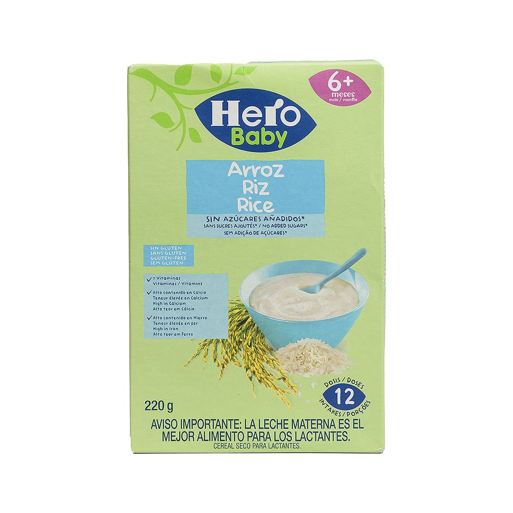 Cereal Seco Hero Baby Maíz y Arroz Cereales sin Gluten, 300 g (A partir de  los 6 meses)