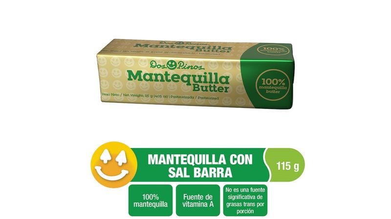 Mantequilla Dos Pinos Barra Sin Sal - 115Gr