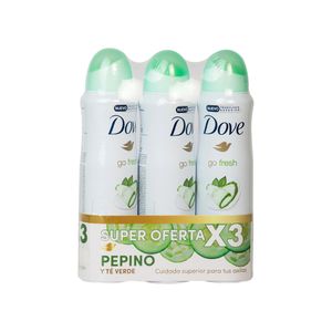 Desodorante Dama Pepino Y Té Verde Dove 3 Pack Aerosol