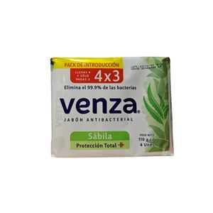 Jabón Pastilla Antibacterial Sábila Venza 4 Pack