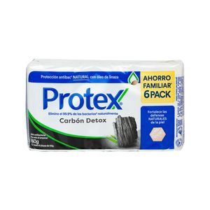 Jabón Pastilla Carbón Detox Protex 6 Pack