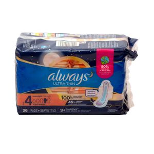 Toalla Femenina Ultra Thin Overnight Talla 4 Always