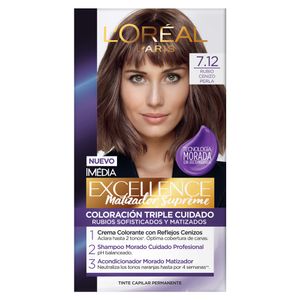 Tinte Dama Matizador Rubio Cenizo Perla No.7.12 Loreal Excellence