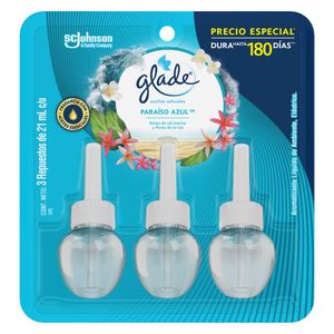 Aromatizante Paraíso Azul Glade 3 Pack Repuesto